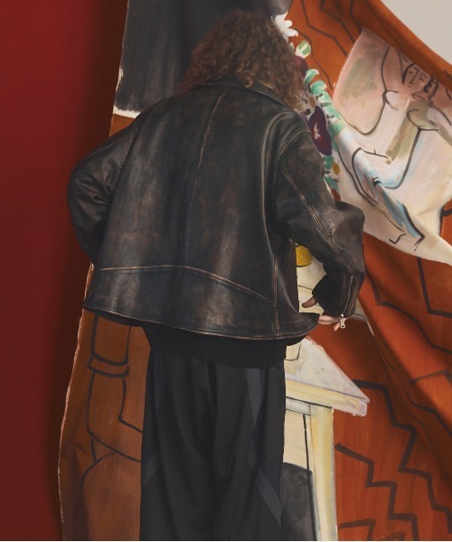 MAISON SPECIAL(メゾンスペシャル)の「《UNISEX》Sheep Leather Prime-Over Double Rider Jacket/シープレザープライムオーバーダブルライダージャケット【MAISON SPECIAL/メゾンスペシャル】(ライダースジャケット・メンズ・ブラウン/ダークブラック/ブラック・0/1/2)」の15枚目の写真
