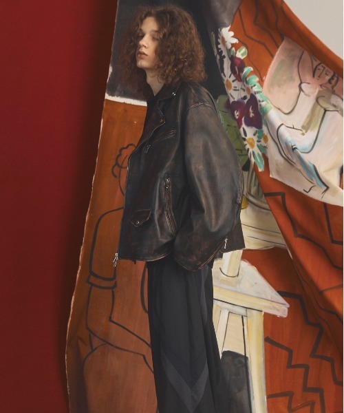 MAISON SPECIAL(メゾンスペシャル)の「《UNISEX》Sheep Leather Prime-Over Double Rider Jacket/シープレザープライムオーバーダブルライダージャケット【MAISON SPECIAL/メゾンスペシャル】(ライダースジャケット・メンズ・ブラウン/ダークブラック/ブラック・0/1/2)」の14枚目の写真