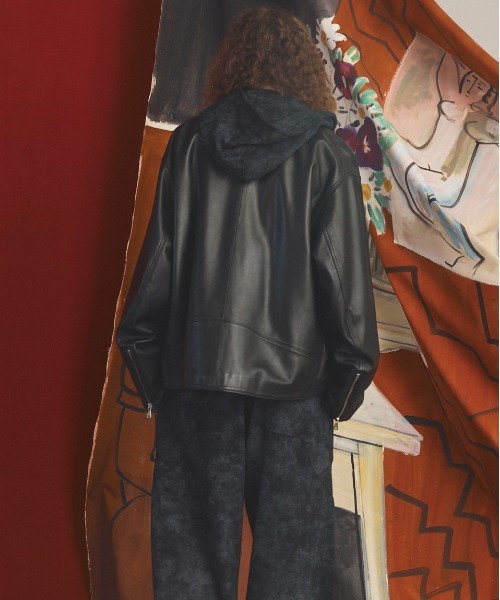 MAISON SPECIAL(メゾンスペシャル)の「《UNISEX》Sheep Leather Prime-Over Double Rider Jacket/シープレザープライムオーバーダブルライダージャケット【MAISON SPECIAL/メゾンスペシャル】(ライダースジャケット・メンズ・ブラウン/ダークブラック/ブラック・0/1/2)」の9枚目の写真