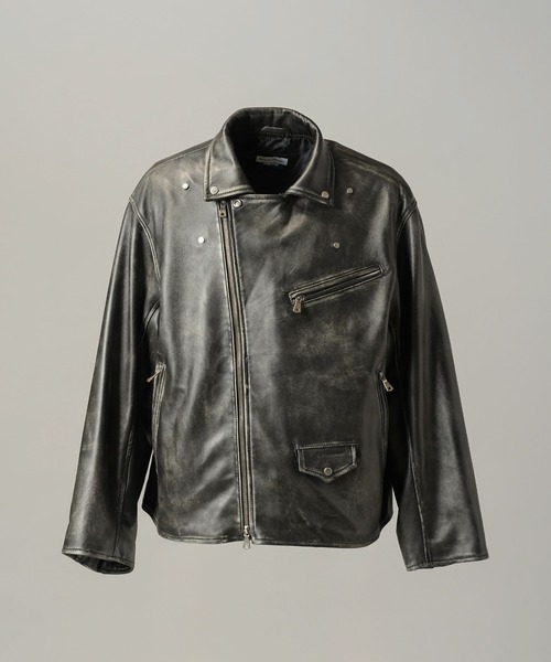 MAISON SPECIAL(メゾンスペシャル)の「《UNISEX》Sheep Leather Prime-Over Double Rider Jacket/シープレザープライムオーバーダブルライダージャケット【MAISON SPECIAL/メゾンスペシャル】(ライダースジャケット・メンズ・ブラウン/ダークブラック/ブラック・0/1/2)」の21枚目の写真
