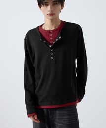 SERACE（セラス）の「【SERACE】Layered style henley neck long sleeve T-shirt   レイヤードスタイルヘンリーネックロンT（Tシャツ/カットソー）」