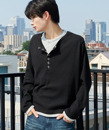 SERACE(�Z���X)�́ySERACE�zLayered style henley neck long sleeve T-shirt / ���C���[�h�X�^�C���w�����[�l�b�N����T(T�V���c/�J�b�g�\�[)