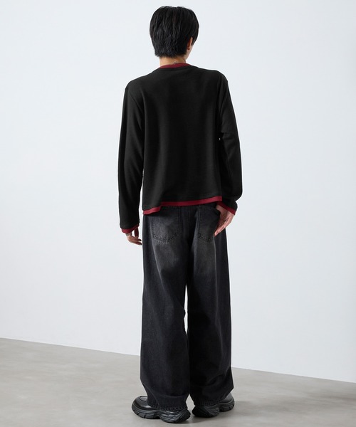 SERACE(セラス)の「【SERACE】Layered style henley neck long sleeve T-shirt / レイヤードスタイルヘンリーネックロンT(Tシャツ/カットソー・メンズ・ダークグレー/ブラック×グレー/グレー×ホワイト・S/L/M)」の21枚目の写真