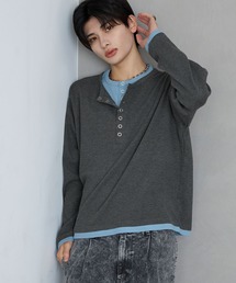 SERACE（セラス）の「【SERACE】Layered style henley neck long sleeve T-shirt / レイヤードスタイルヘンリーネックロンT（Tシャツ/カットソー）」