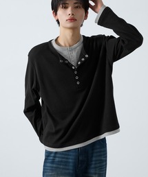 SERACE（セラス）の「【SERACE】Layered style henley neck long sleeve T-shirt / レイヤードスタイルヘンリーネックロンT（Tシャツ/カットソー）」