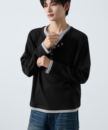SERACE（セラス）の「【SERACE】Layered style henley neck long sleeve T-shirt   レイヤードスタイルヘンリーネックロンT（Tシャツ/カットソー）」