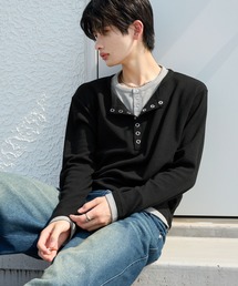SERACE（セラス）の「【SERACE】Layered style henley neck long sleeve T-shirt   レイヤードスタイルヘンリーネックロンT（Tシャツ/カットソー）」