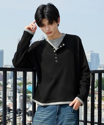 SERACE（セラス）の「【SERACE】Layered style henley neck long sleeve T-shirt / レイヤードスタイルヘンリーネックロンT（Tシャツ/カットソー）」