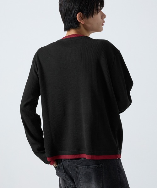 SERACE(セラス)の「【SERACE】Layered style henley neck long sleeve T-shirt / レイヤードスタイルヘンリーネックロンT(Tシャツ/カットソー・メンズ・ダークグレー/ブラック×グレー/グレー×ホワイト・S/L/M)」の13枚目の写真