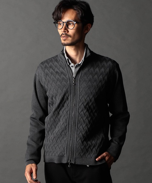 NICOLE CLUB FOR MEN（ニコルクラブフォーメン）の「スタンドフルジップニットブルゾン（ニット/セーター・メンズ・チャコールグレー/ブラック/シルバーグレー・MEDIUM/LARGE/X-LARGE）」の2枚目の写真