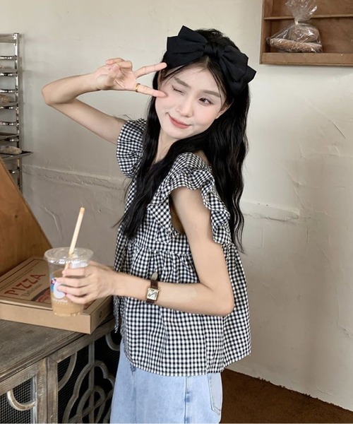 HALEY PESCA(ヘーリーペスカ)の「HALEY PESCA/ギンガムチェックスクエアネックフリルブラウス(シャツ/ブラウス・レディース・レッド/ブラック・FREE)」の21枚目の写真