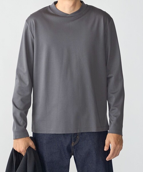 SHIPS(シップス)の「【WEB限定】SHIPS:〈接触冷感/手洗い可能〉100/2 クロスネック ビズ ロングスリーブ Tシャツ(Tシャツ/カットソー・メンズ・ホワイト/ネイビー/ブラック/チャコールグレー・SMALL/X-LARGE/MEDIUM/LARGE)」の3枚目の写真