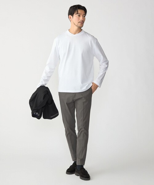 SHIPS(シップス)の「【WEB限定】SHIPS:〈接触冷感/手洗い可能〉100/2 クロスネック ビズ ロングスリーブ Tシャツ(Tシャツ/カットソー・メンズ・ホワイト/ネイビー/ブラック/チャコールグレー・SMALL/X-LARGE/MEDIUM/LARGE)」の5枚目の写真