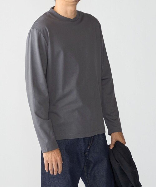 SHIPS(シップス)の「【WEB限定】SHIPS:〈接触冷感/手洗い可能〉100/2 クロスネック ビズ ロングスリーブ Tシャツ(Tシャツ/カットソー・メンズ・ホワイト/ネイビー/ブラック/チャコールグレー・SMALL/X-LARGE/MEDIUM/LARGE)」の11枚目の写真