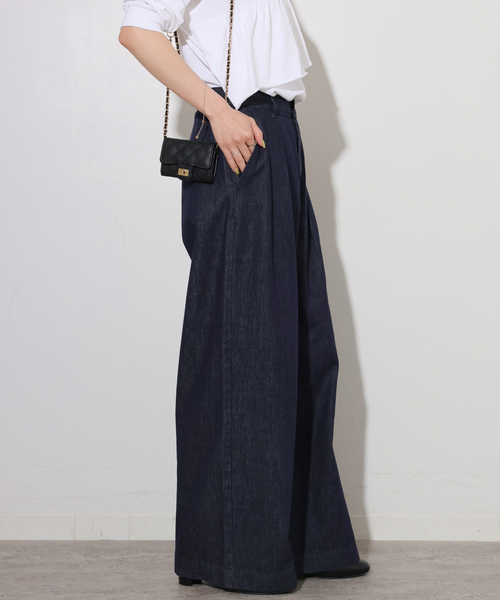 JOURNAL STANDARD relume(ジャーナルスタンダード レリューム)の「デニムライク2タックワイドパンツ(その他パンツ・レディース・ネイビー/ブラック・36/38)」の2枚目の写真