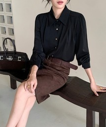 秋を先取り♪ きれいめ パフスリーブ 長袖ブラウス ゆったり 【オフィスカジュアル】【きれいめカジュアル】 レディース韓国風