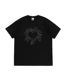 アウター ハート 半袖Tシャツ (ブラック)