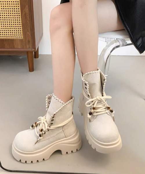 Teem Store(チームストア)の「厚底レースアップショートブーツ(ブーツ・レディース・グレー/ブラウン・M/S/L)」の7枚目の写真