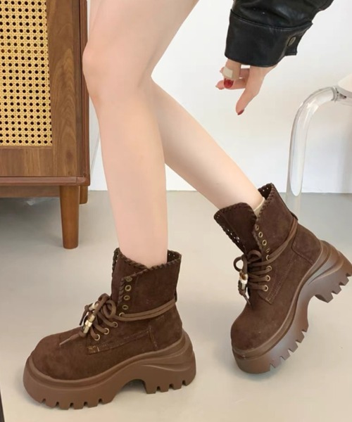 Teem Store(チームストア)の「厚底レースアップショートブーツ(ブーツ・レディース・グレー/ブラウン・M/S/L)」の13枚目の写真