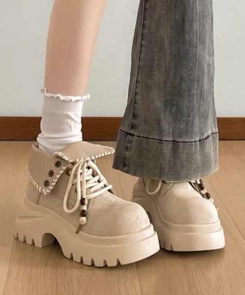 Teem Store(チームストア)の「厚底レースアップショートブーツ(ブーツ・レディース・グレー/ブラウン・M/S/L)」の14枚目の写真