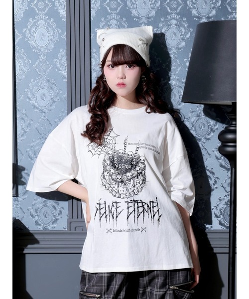 NOEMIE(ノエミー)の「スカルケーキスパイダーTシャツ(Tシャツ/カットソー・レディース・ブラック/オフホワイト/ピンク・M)」の2枚目の写真
