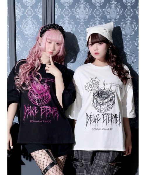 NOEMIE(ノエミー)の「スカルケーキスパイダーTシャツ(Tシャツ/カットソー・レディース・ブラック/オフホワイト/ピンク・M)」の4枚目の写真