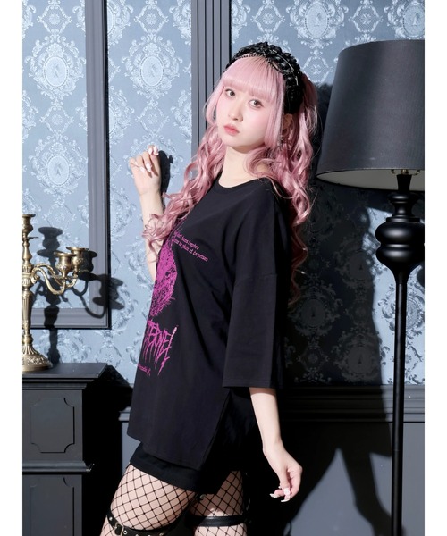NOEMIE(ノエミー)の「スカルケーキスパイダーTシャツ(Tシャツ/カットソー・レディース・ブラック/オフホワイト/ピンク・M)」の5枚目の写真