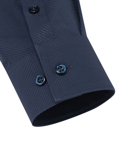 TOKYO SHIRTS(トウキョウシャツ)の「【吸水速乾】【COFREX】 形態安定ノンアイロン ワイド 長袖ビジネスワイシャツ(ビジネスシャツ・レディース・ネイビー・S/M/L/LL/XL)」の4枚目の写真