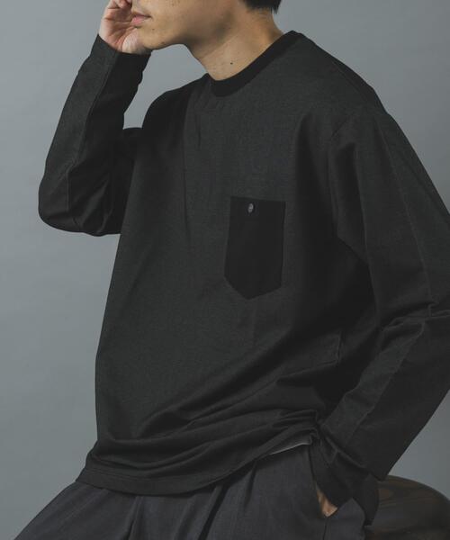 ITEMS URBANRESEARCH(アイテムズ アーバンリサーチ)の「デニムライクデザインポケットカットソー(Tシャツ/カットソー・メンズ・ネイビー/グレー系その他/ブラック・LARGE/MEDIUM)」の2枚目の写真