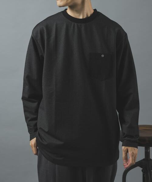 ITEMS URBANRESEARCH(アイテムズ アーバンリサーチ)の「デニムライクデザインポケットカットソー(Tシャツ/カットソー・メンズ・ネイビー/グレー系その他/ブラック・LARGE/MEDIUM)」の4枚目の写真