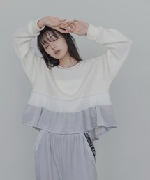 畦編みヘムフリルカットソー