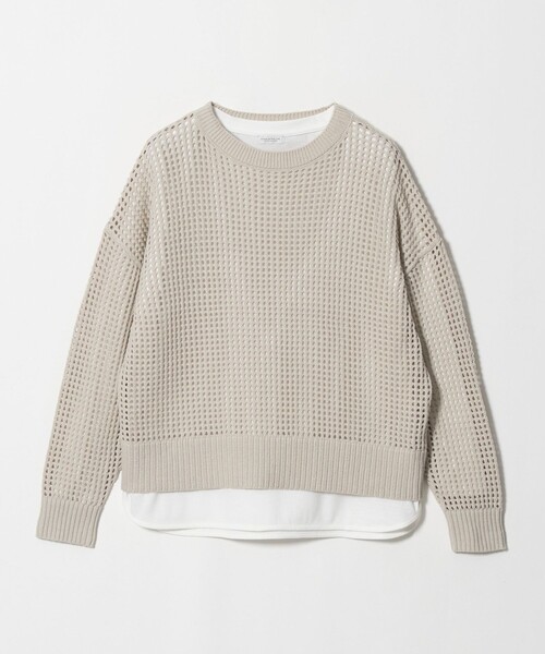 A DAY IN THE LIFE UNITED ARROWS(アデイインザライフユナイテッドアローズ)の「メッシュ クルーネックニット+カットソー -セットアイテム- -ウォッシャブル- <A DAY IN THE LIFE>(ニット/セーター・レディース・マスタード/ダークグレー/コバルトブルー/ナチュラル・FREE)」の1枚目の写真