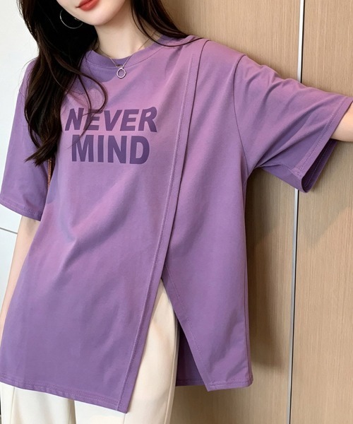 ONEP STAR（ワンピスター）の「フロントロゴアシンメトリー半袖Tシャツ（Tシャツ/カットソー・レディース・ホワイト/パープル/ピンク・MEDIUM/LARGE/X-LARGE）」の2枚目の写真