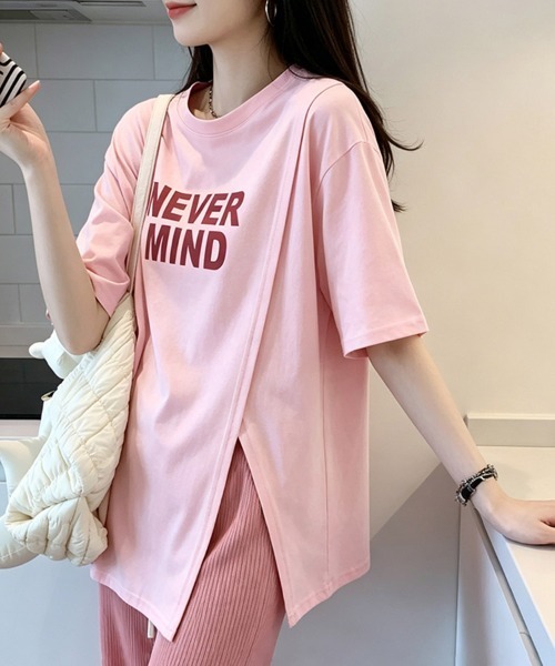 ONEP STAR（ワンピスター）の「フロントロゴアシンメトリー半袖Tシャツ（Tシャツ/カットソー・レディース・ホワイト/パープル/ピンク・MEDIUM/LARGE/X-LARGE）」の3枚目の写真