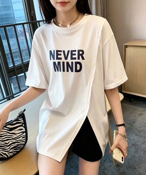 ONEP STAR（ワンピスター）の「フロントロゴアシンメトリー半袖Tシャツ（Tシャツ/カットソー・レディース・ホワイト/パープル/ピンク・MEDIUM/LARGE/X-LARGE）」の4枚目の写真