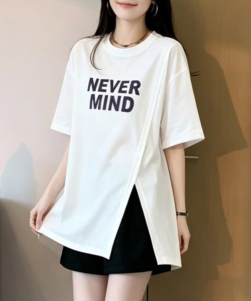 ONEP STAR（ワンピスター）の「フロントロゴアシンメトリー半袖Tシャツ（Tシャツ/カットソー・レディース・ホワイト/パープル/ピンク・MEDIUM/LARGE/X-LARGE）」の5枚目の写真