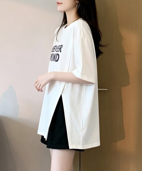 ONEP STAR（ワンピスター）の「フロントロゴアシンメトリー半袖Tシャツ（Tシャツ/カットソー・レディース・ホワイト/パープル/ピンク・MEDIUM/LARGE/X-LARGE）」の6枚目の写真