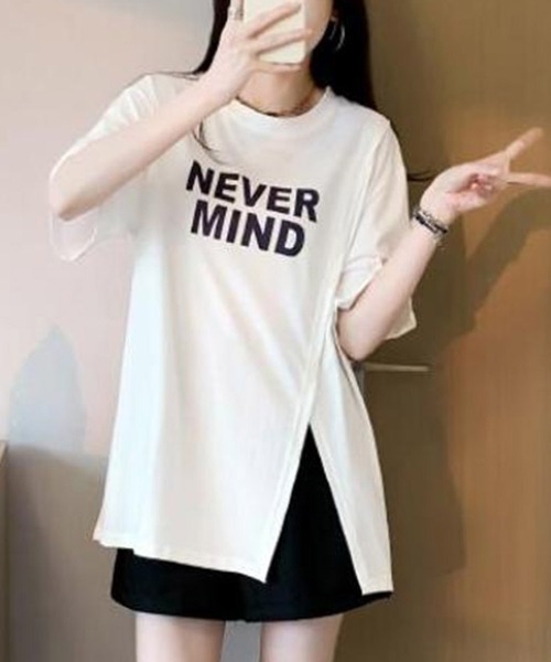 ONEP STAR（ワンピスター）の「フロントロゴアシンメトリー半袖Tシャツ（Tシャツ/カットソー・レディース・ホワイト/パープル/ピンク・MEDIUM/LARGE/X-LARGE）」の8枚目の写真
