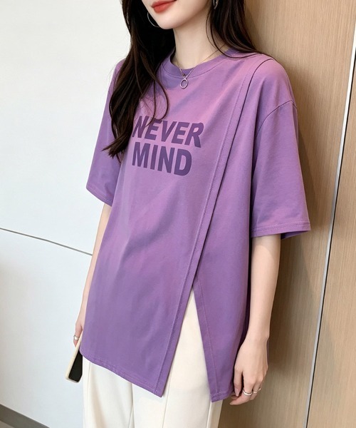 ONEP STAR（ワンピスター）の「フロントロゴアシンメトリー半袖Tシャツ（Tシャツ/カットソー・レディース・ホワイト/パープル/ピンク・MEDIUM/LARGE/X-LARGE）」の12枚目の写真