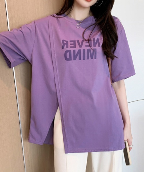 ONEP STAR（ワンピスター）の「フロントロゴアシンメトリー半袖Tシャツ（Tシャツ/カットソー・レディース・ホワイト/パープル/ピンク・MEDIUM/LARGE/X-LARGE）」の13枚目の写真