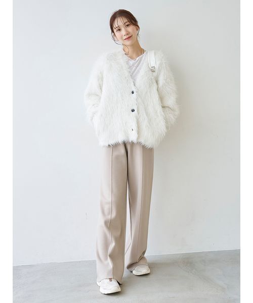 emmi(エミ)の「ウールミックスニットパンツ【セットアップ対応】(その他パンツ・レディース・チャコールグレー/ベージュ・F)」の2枚目の写真