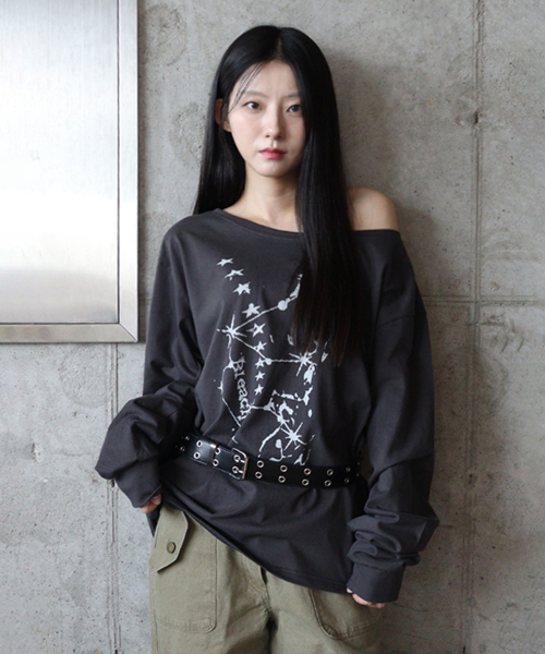 DEFYCLUBROBBERS(ディファイクラブロバース)の「BLEACH ボートネック ワンショルダー ロングスリーブ チャコール(Tシャツ/カットソー・レディース・その他・FREE)」の3枚目の写真