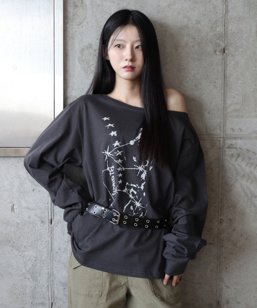 DEFYCLUBROBBERS(ディファイクラブロバース)の「BLEACH ボートネック ワンショルダー ロングスリーブ チャコール(Tシャツ/カットソー・レディース・その他・FREE)」の4枚目の写真