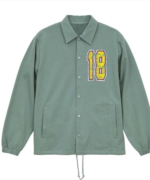 Ol' Basics（オールベーシックス）の「Ol' Basics（オール・ベーシックス） コーチジャケット コットン 綿 かすれナンバリング ヴィンテージライク プリント アウター ブルゾン アメカジ メンズ レディース ユニセックス（ブルゾン・メンズ・ネイビー/スモーキーグリーン系/アッシュ・L/M/XL）」の3枚目の写真