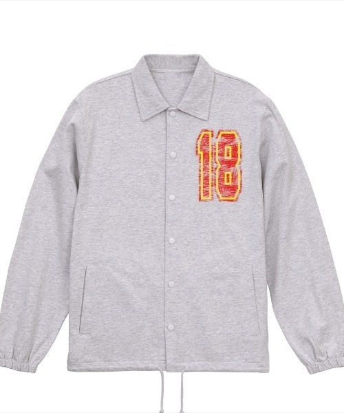 Ol' Basics（オールベーシックス）の「Ol' Basics（オール・ベーシックス） コーチジャケット コットン 綿 かすれナンバリング ヴィンテージライク プリント アウター ブルゾン アメカジ メンズ レディース ユニセックス（ブルゾン・メンズ・ネイビー/スモーキーグリーン系/アッシュ・L/M/XL）」の2枚目の写真