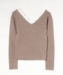 2WAY FRILL V NECK KNIT TOPS 11106-2113