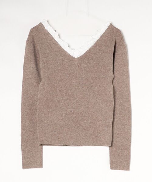 CLANE（クラネ）の「2WAY FRILL V NECK KNIT TOPS 11106-2113（ニット/セーター・レディース・ブラック/ベージュ/グレー・2/1）」の3枚目の写真