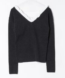 2WAY FRILL V NECK KNIT TOPS 11106-2113