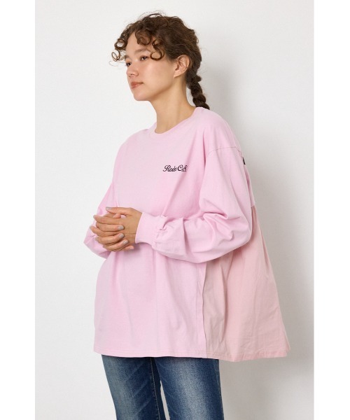 RODEO CROWNS WIDE BOWL(ロデオクラウンズワイドボウル)の「バックギャザードッキングロングTシャツ(Tシャツ/カットソー・レディース・ライトピンク/オフホワイト/ブラック・FREE)」の3枚目の写真