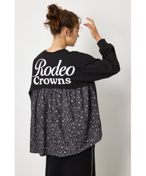RODEO CROWNS WIDE BOWL(ロデオクラウンズワイドボウル)の「バックギャザードッキングロングTシャツ(Tシャツ/カットソー・レディース・ライトピンク/オフホワイト/ブラック・FREE)」の15枚目の写真